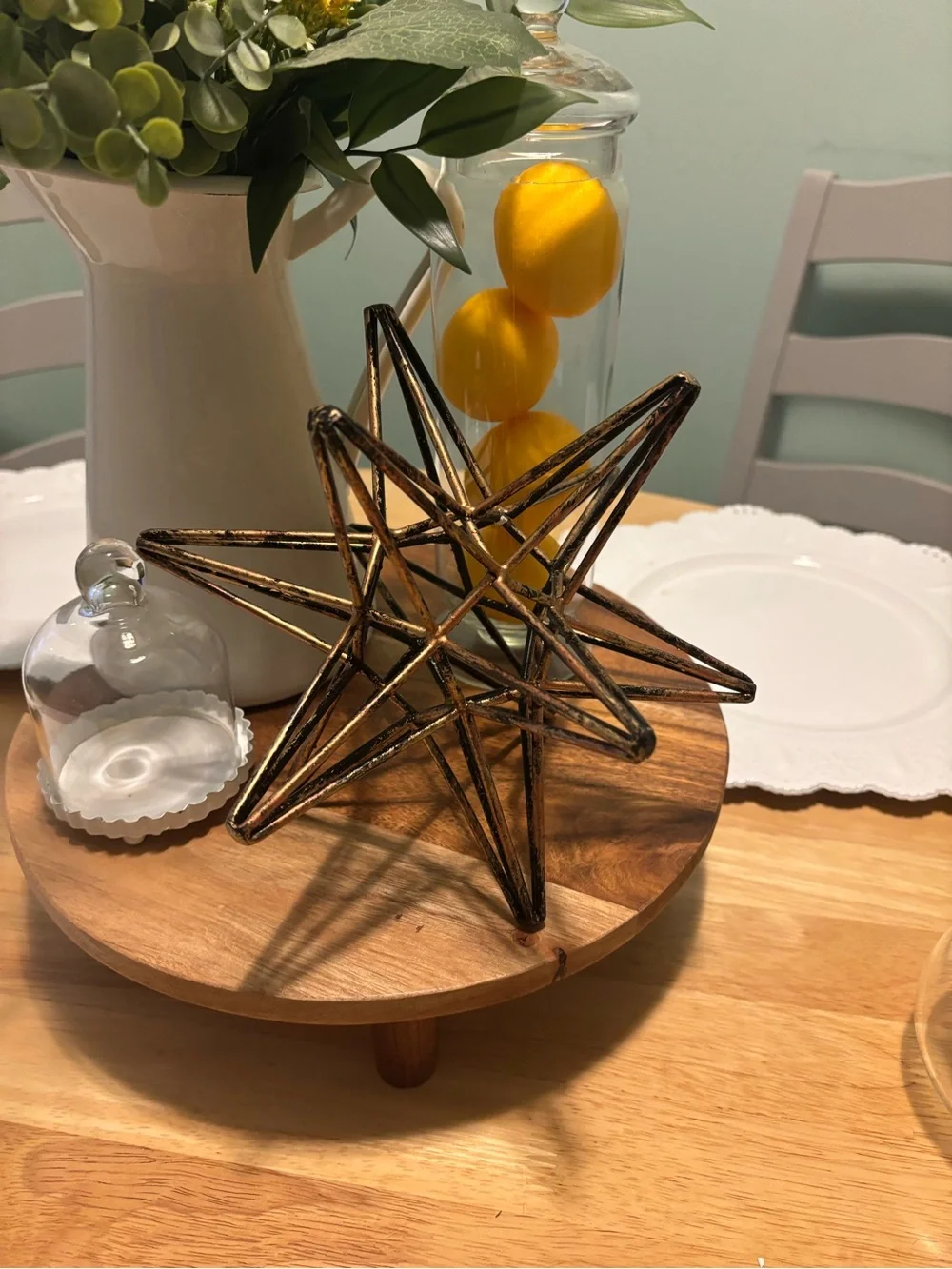 Metal Geometric Star Sculpture in Antique Gold - Home Accents Decor